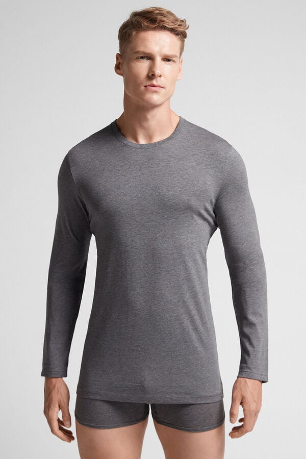 Deep Grey Intimissimi Superior Cotton Men Long Sleeve | IieXuNZW