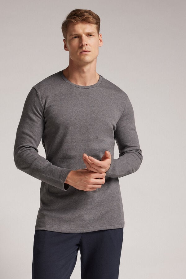 Deep Grey Intimissimi Top In Warm Cotton Men Long Sleeve | ipxDmC5k