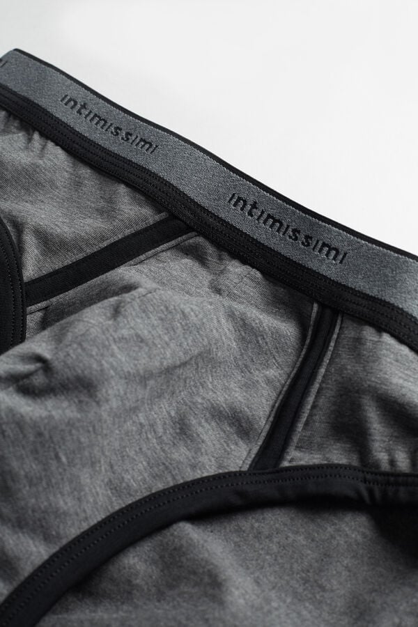 Deep Grey / Black Intimissimi Superior Cotton Logo Men Briefs | 5KlQiRyH