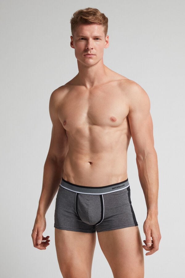 Deep Grey / Black Intimissimi Two-Tone Superior Cotton Men Boxer | vsQiGYt9