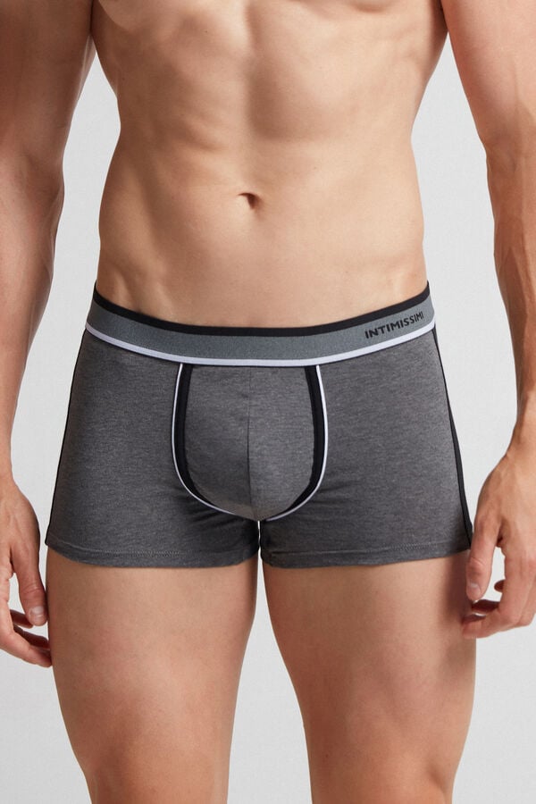 Deep Grey / Black Intimissimi Two-Tone Superior Cotton Men Boxer | vsQiGYt9