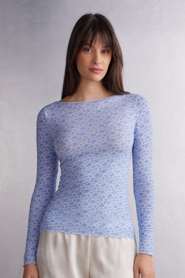 Flower Intimissimi Sweet Talking Bateau Neck In Modal Ultralight With Cashmere Women Long Sleeve | pUo9nc3q