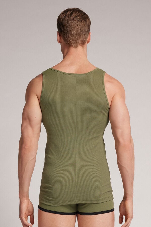 Green Grey Intimissimi Superior Cotton Ribbed Men Tank Top | FCuzyxYA