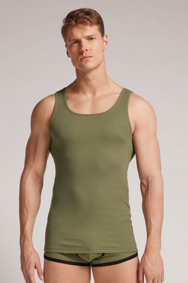 Green Grey Intimissimi Superior Cotton Ribbed Men Tank Top | FCuzyxYA