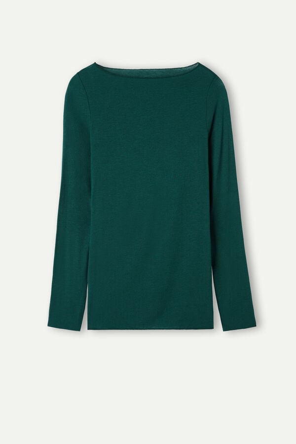 Green Intimissimi Boat Neck Modal Cashmere Ultralight Women Long Sleeve | t33ngxKe