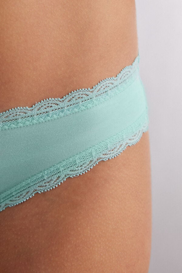 Green Intimissimi Cotton And Lace Women Panties | gbxo77x8