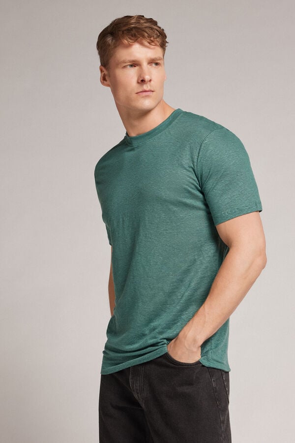 Green Intimissimi Linen Men T-Shirt | aDe5ps3Q