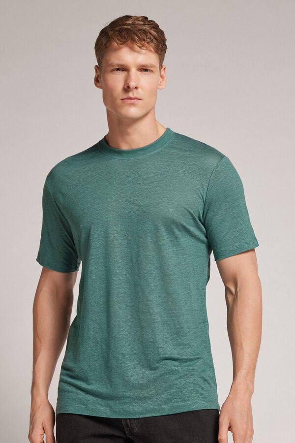 Green Intimissimi Linen Men T-Shirt | aDe5ps3Q