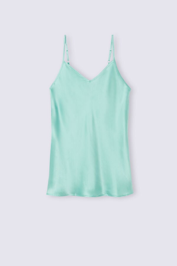 Green Intimissimi Silk Satin With V-Neckline Women Tank Top | 3neI0K7U