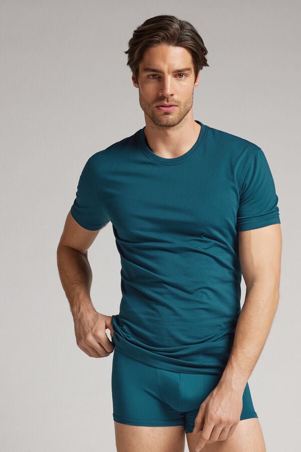 Green Intimissimi Stretch Superior Cotton Men T-Shirt | omcJAD7x