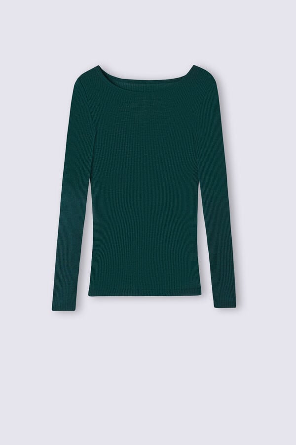 Green Intimissimi Wide Neck Wool And Silk Women Sweater | pmRZA1FN