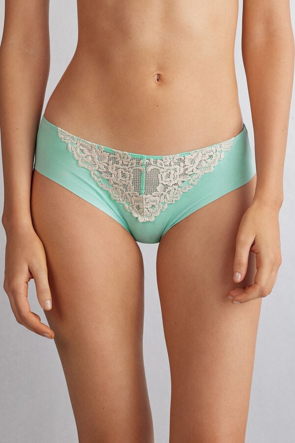 Green / White Intimissimi Pretty Flowers Seamless Cotton Women Panties | F6WR1mg2