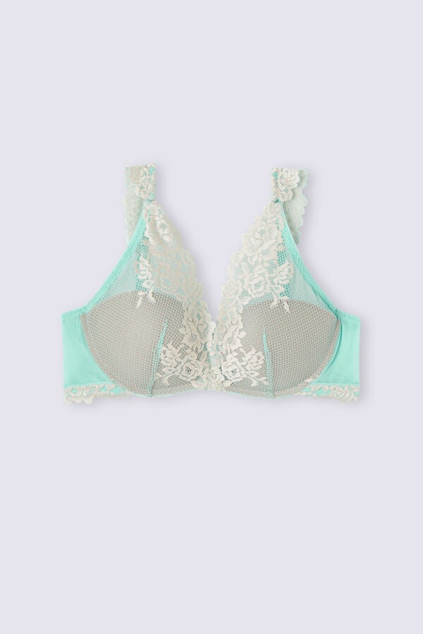 Green / White Intimissimi Pretty Flowers Giorgia Balconette Women Bra | 7R5ZBbw9