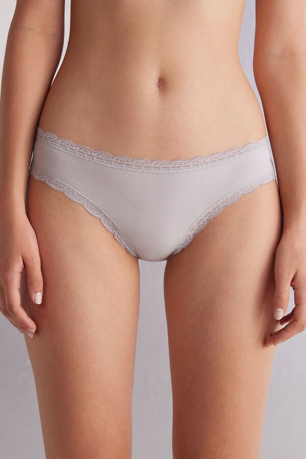 Grey Intimissimi Cotton And Lace Women Panties | TbHaby7I