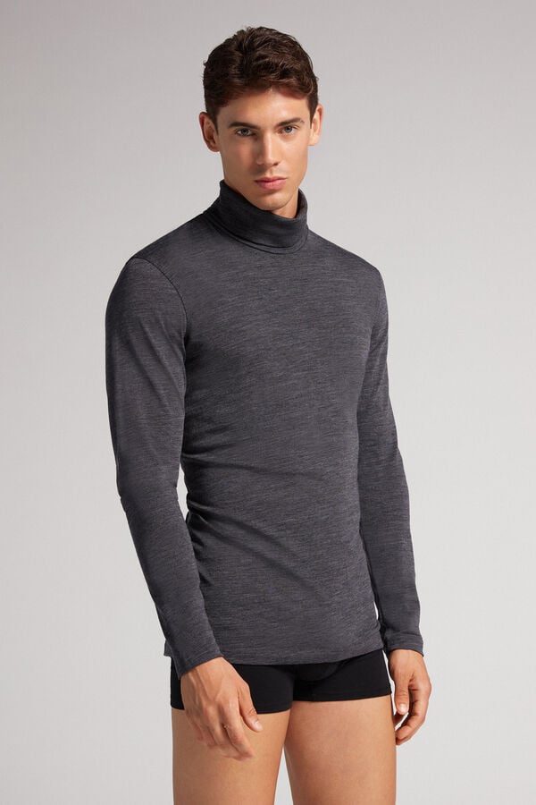 Grey Intimissimi High-Neck Merino-Wool Men Long Sleeve | tfv6RAZn