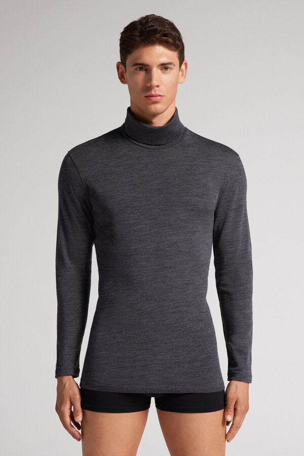 Grey Intimissimi High-Neck Merino-Wool Men Long Sleeve | tfv6RAZn