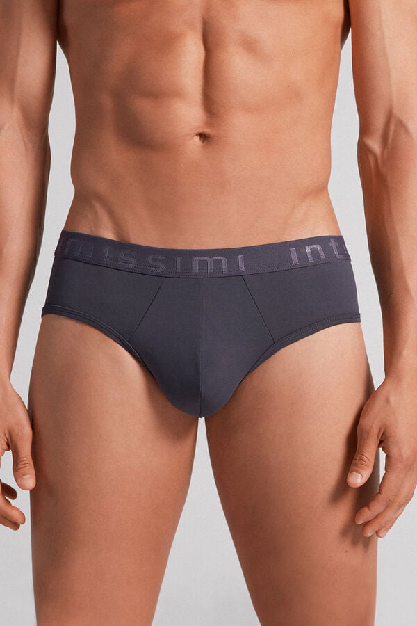 Grey Intimissimi Microfiber Logo Detail Men Briefs | rpfbk0FU