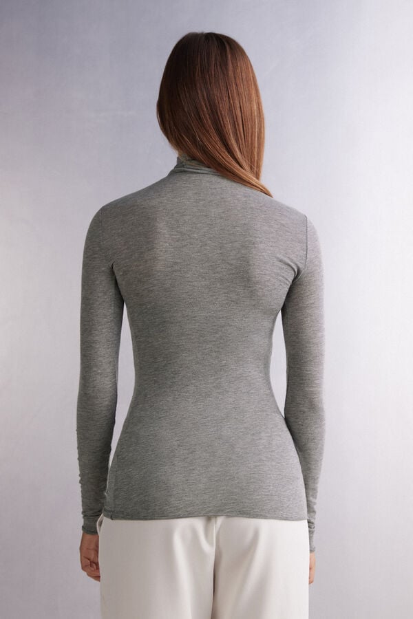 Grey Intimissimi Modal Cashmere Ultralight High-Neck Women Long Sleeve | sj2RCn7U