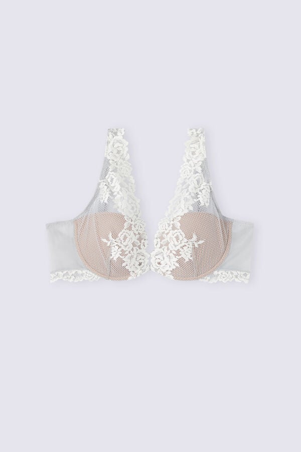 Grey Intimissimi Pretty Flowers Elena Balconette Women Bra | 2qHnewF3