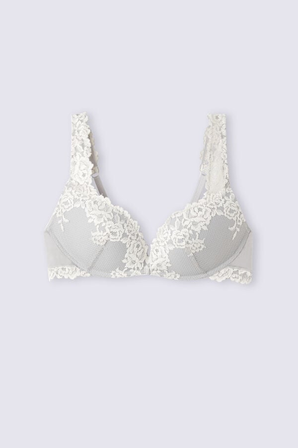 Grey Intimissimi Pretty Flowers Gioia Super Push-Up Women Bra | Iay3gBwJ