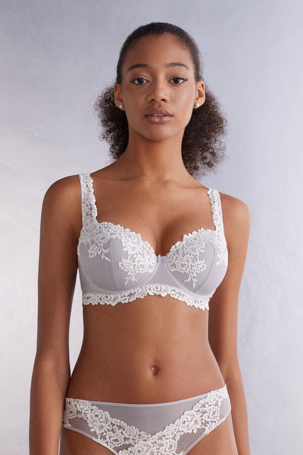 Grey Intimissimi Pretty Flowers Sofia Balconette Women Bra | D7so4kJ1