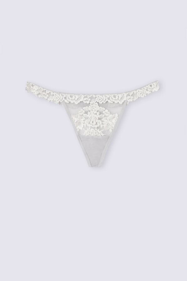 Grey Intimissimi Pretty Flowers String Women Thong | brA74DiQ