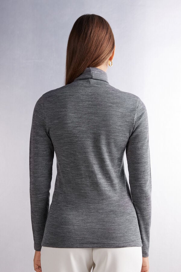 Grey Intimissimi Wool Cotton High Collar Women Long Sleeve | qGns0nrH