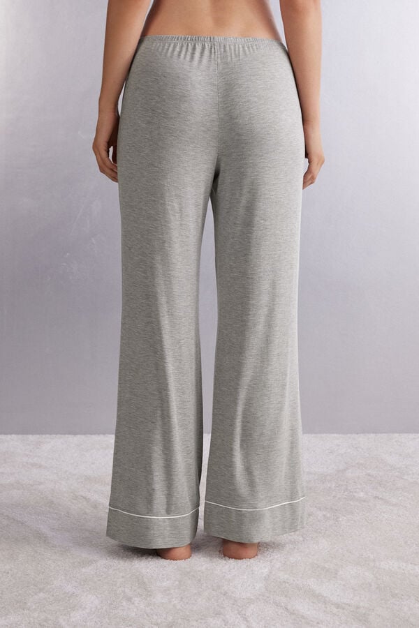 Grey / White Intimissimi Pretty Flowers Full Length Modal Women Pants | 8SDvI8sT