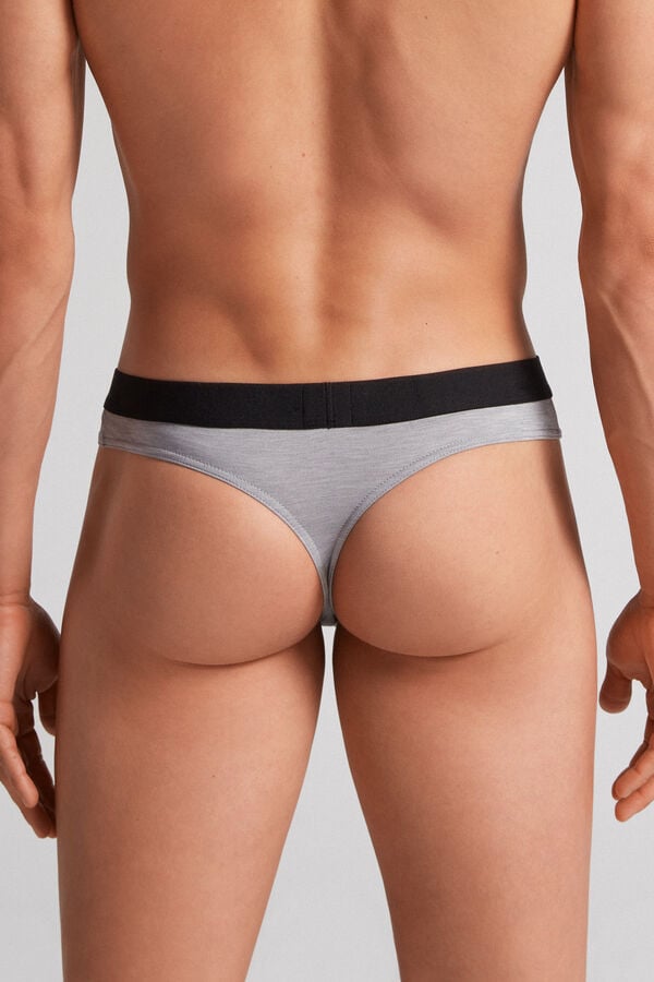 Light Grey Intimissimi Logo Detailed Microfiber Men Thong | 7sQ7W8is