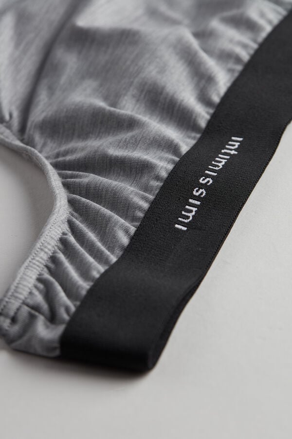 Light Grey Intimissimi Logo Detailed Microfiber Men Thong | 7sQ7W8is