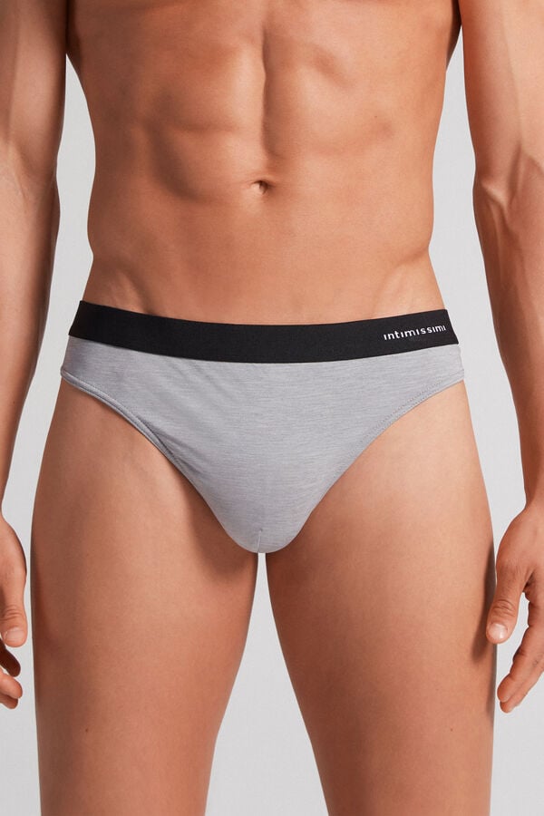 Light Grey Intimissimi Logo Detailed Microfiber Men Thong | 7sQ7W8is