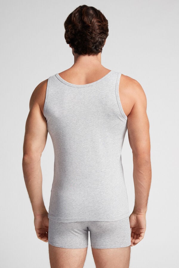 Light Grey Intimissimi Round Neck In Stretch Superior Cotton Men Tank Top | bmXgtBHz