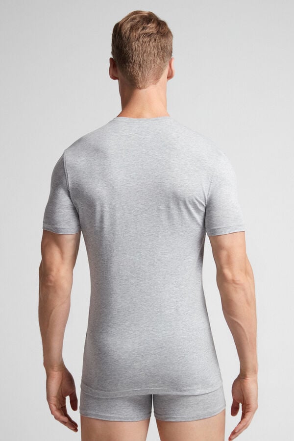 Light Grey Intimissimi Stretch Superior Cotton Men T-Shirt | UXWDsJUz