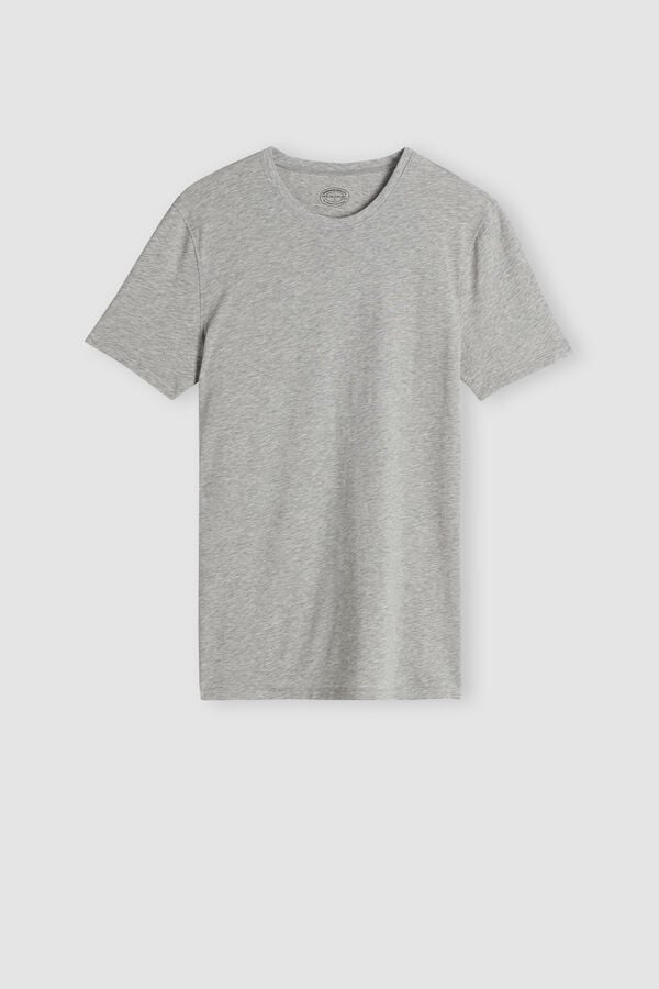 Light Grey Intimissimi Stretch Superior Cotton Men T-Shirt | UXWDsJUz