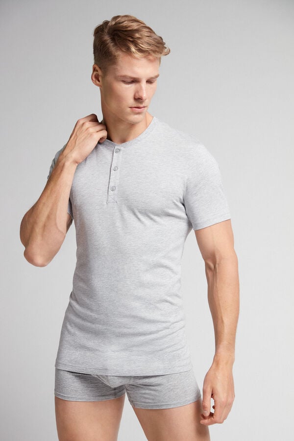 Light Grey Intimissimi Superior Cotton Henley Men T-Shirt | 3kWWvAB0