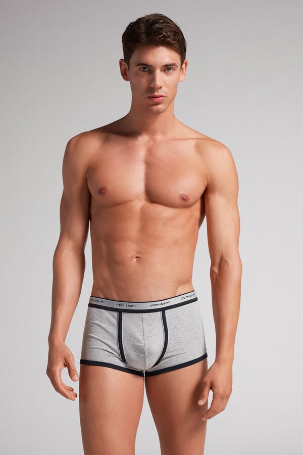 Light Grey / Blue Intimissimi Superior Cotton With Logo Men Boxer | WmKRGDNi