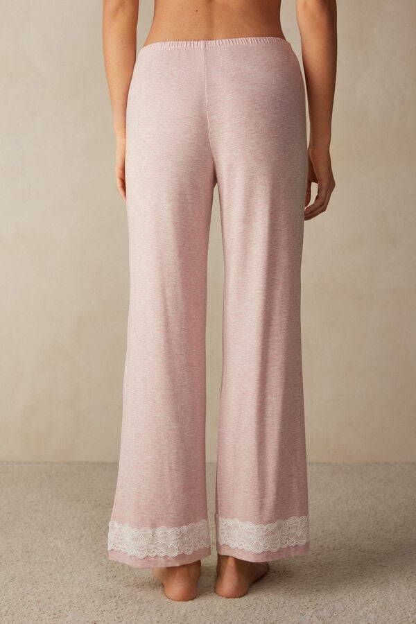 Light Pink Intimissimi Lace Trim Full Length In Modal Women Pants | HDzHeYtc