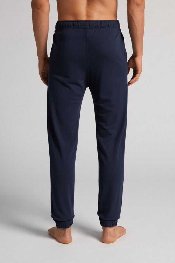 Navy Intimissimi Modal And Silk Piqué Full Length Men Pants | qhtDbUxK