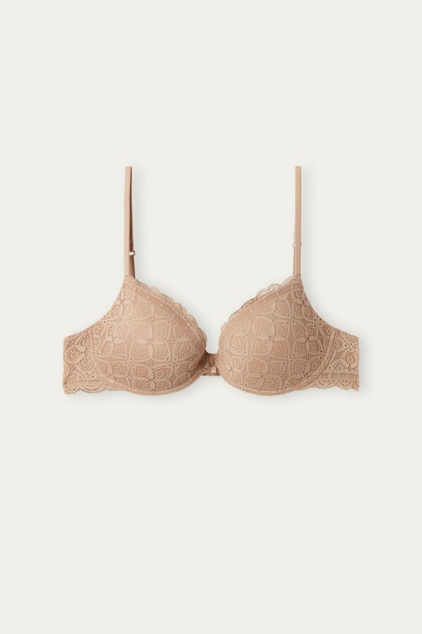 Orange Beige Intimissimi Bellissima Push-Up Lace Women Bra | 9gD7XASW