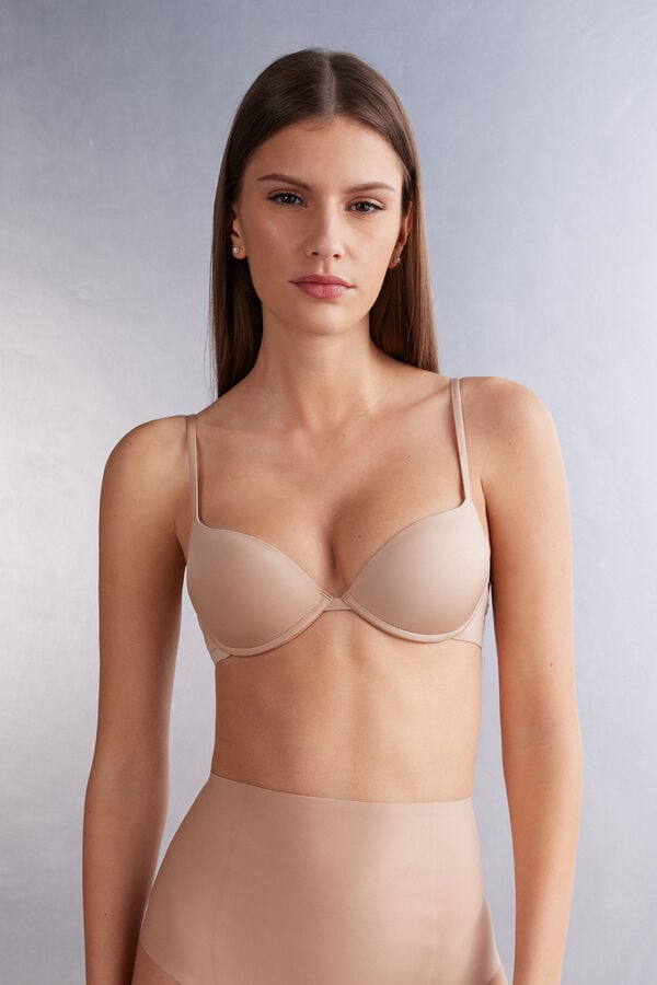 Orange Beige Intimissimi Bellissima Push-Up Ultralight Microfiber Women Bra | W9KItnYm