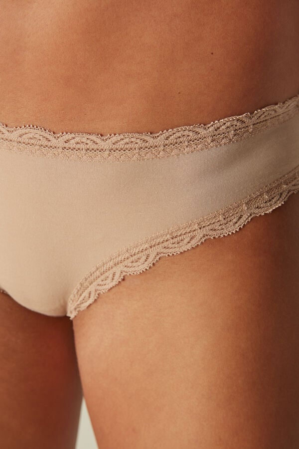 Orange Beige Intimissimi Cotton And Lace Women Panties | Wl4mUkkI