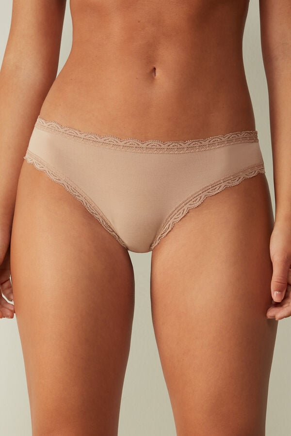 Orange Beige Intimissimi Cotton And Lace Women Panties | Wl4mUkkI