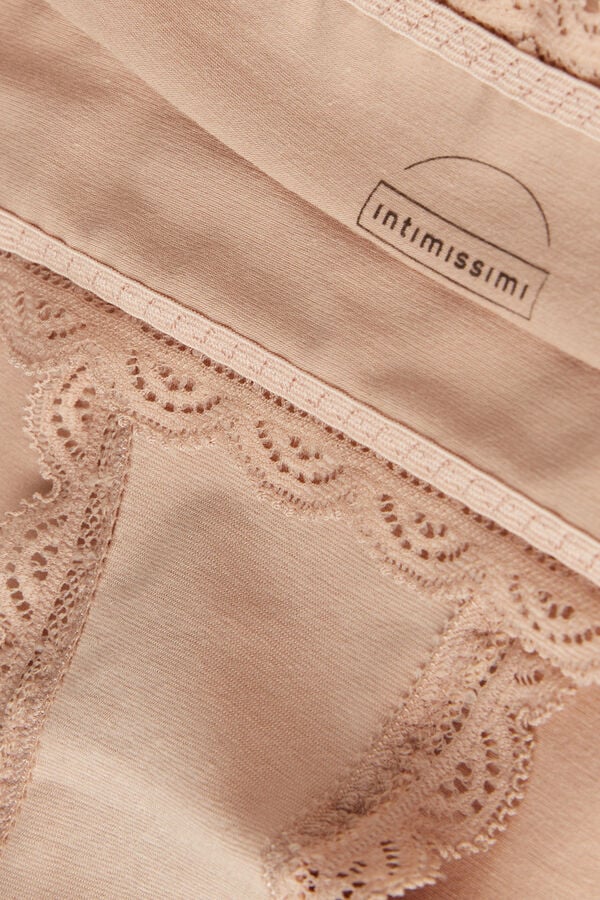 Orange Beige Intimissimi High Rise Cotton And Lace Hipsters Women Briefs | p5sCl4cI