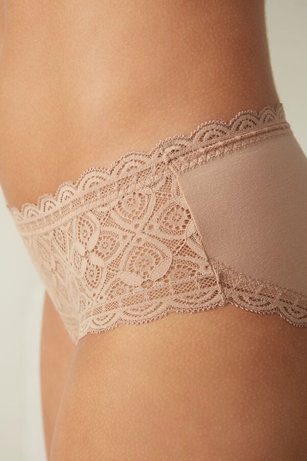 Orange Beige Intimissimi Lace And Cotton High Rise Women Panties | pB0w6TKt