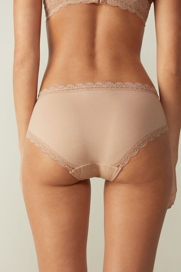 Orange Beige Intimissimi Lace And Cotton High Rise Women Panties | pB0w6TKt