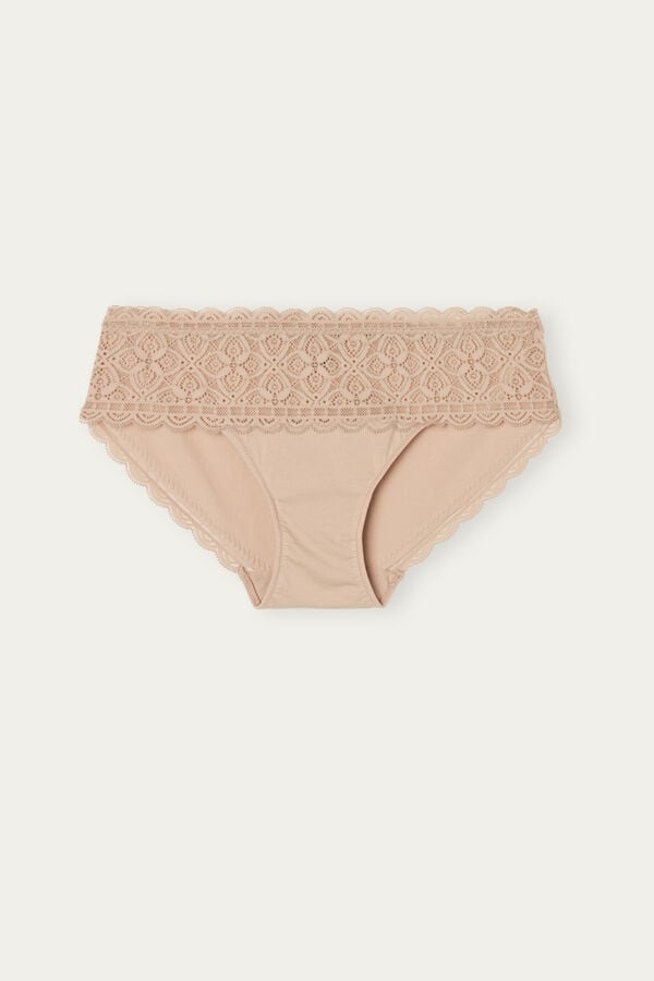 Orange Beige Intimissimi Lace And Cotton High Rise Women Panties | pB0w6TKt