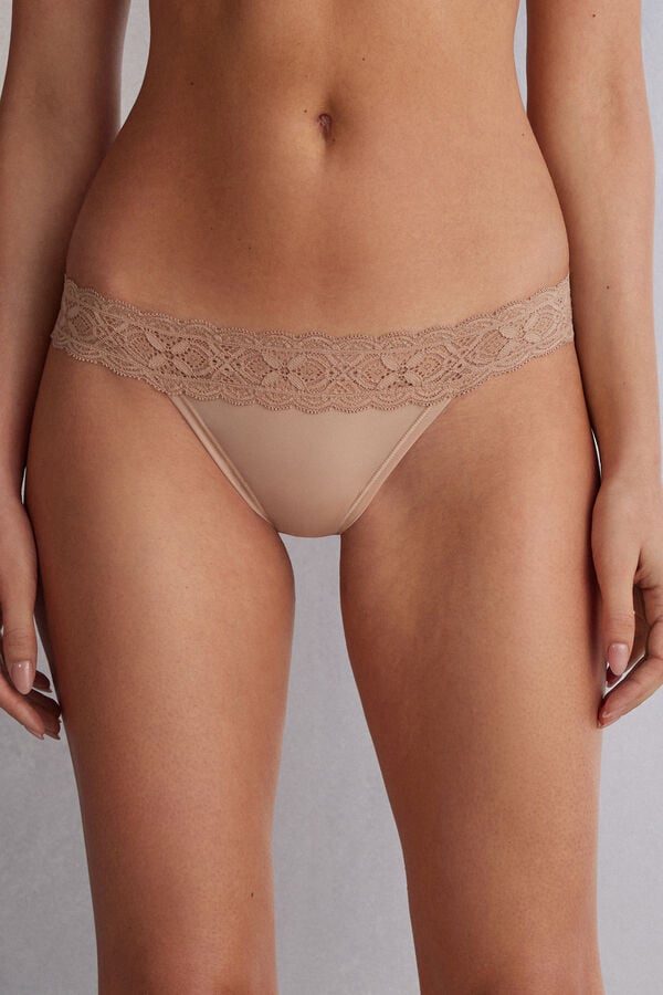 Orange Beige Intimissimi Lace And Microfiber Modifiedzilian Women Briefs | A4ajJYNw