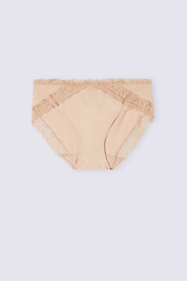 Orange Beige Intimissimi Semi-High Rise Cotton And Lace Women Panties | fz1TScXN