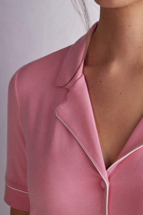 Pink Intimissimi Button Up In Modal Women Shirt | GusUDnDe