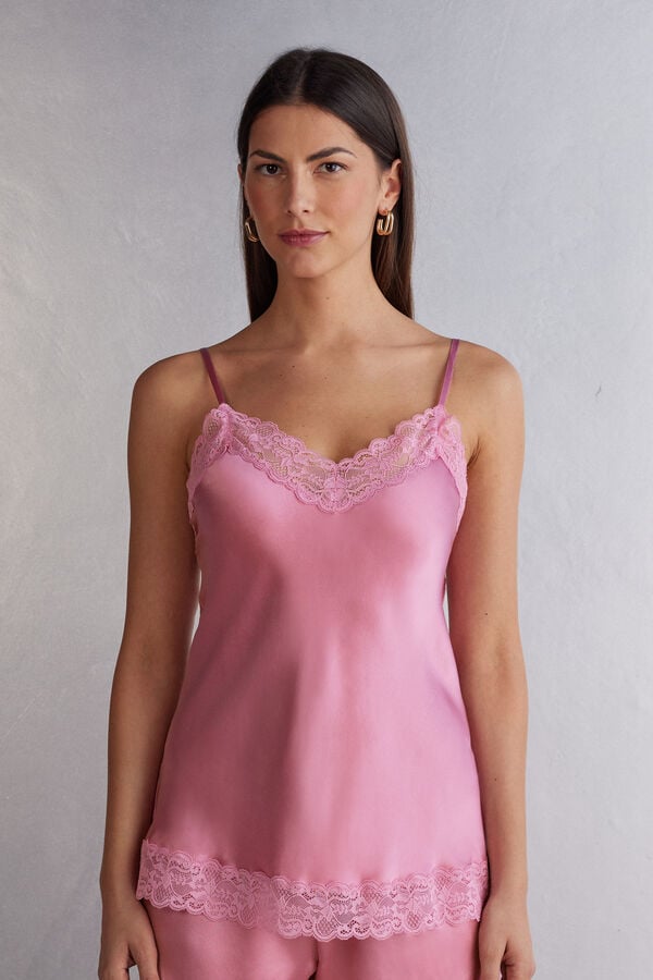 Pink Intimissimi Lace And Silk Women Tank Top | GDulzzvn